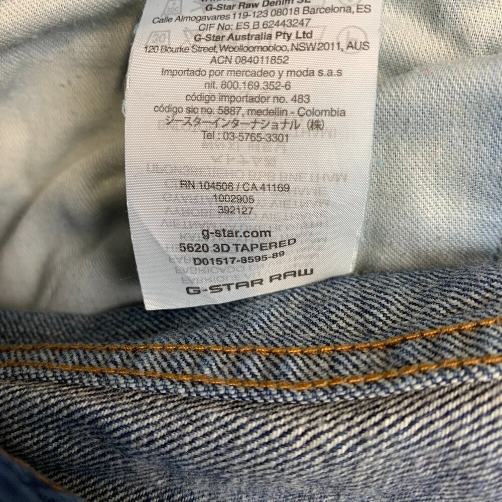 G Star Raw Mens Pants 30 Blue Denim Jeans 5620 3D Tapered Double Knee 30x29 - Picture 12 of 12